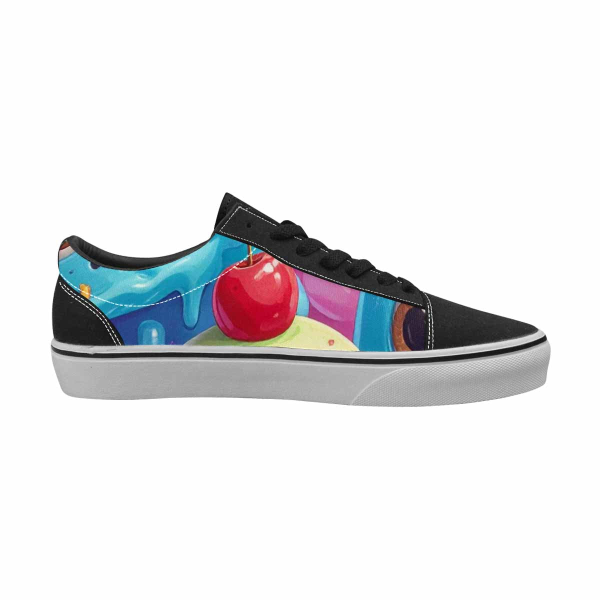 MEN'S Melting Icecream Monster Cherry Canvas Lace-Up Wallpaper Art Custom Shoes