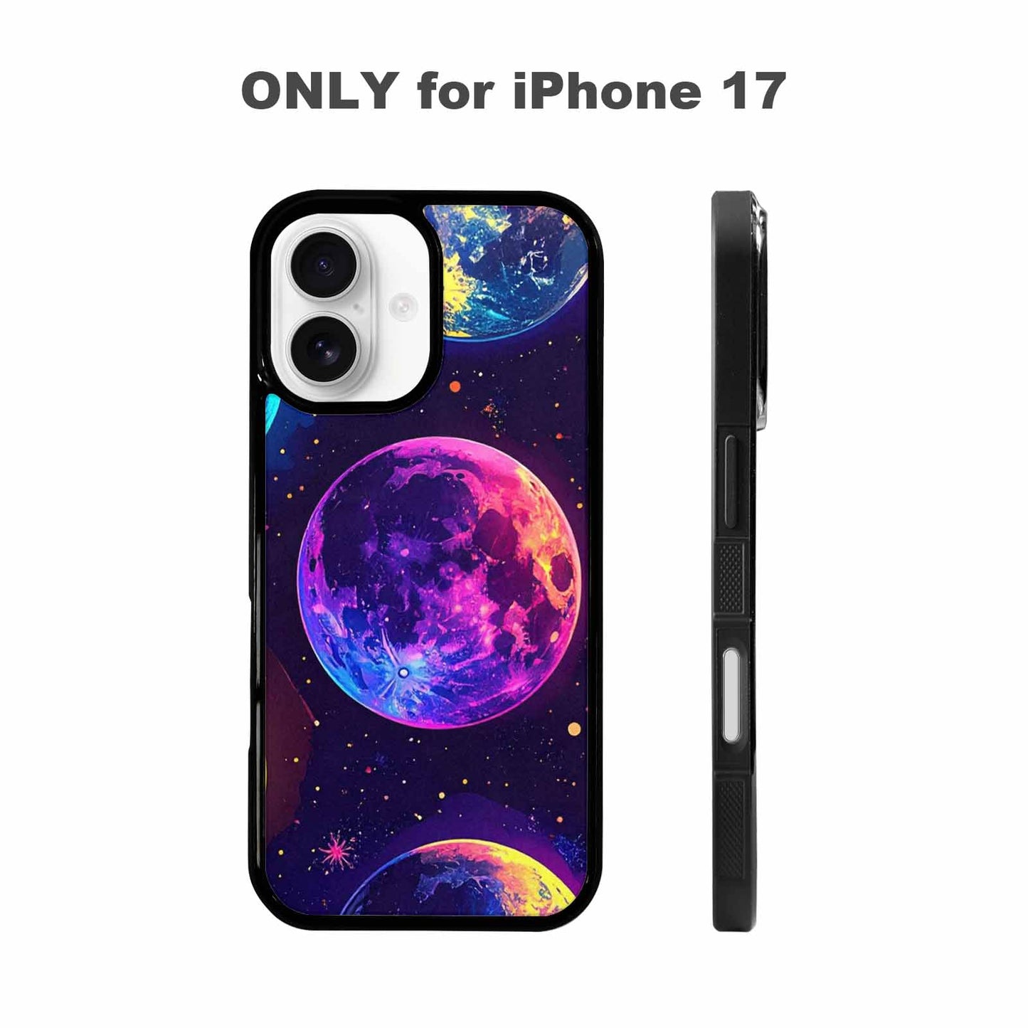 iPhone 17 Case — Neon Winter Moon Cartoon Cute, Custom Print Case Cover