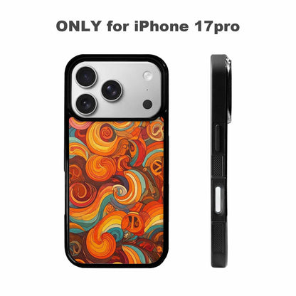 iPhone 17 Pro Case — Small Groovy Peace Sign Swirl Original, Custom Art Phone Cover