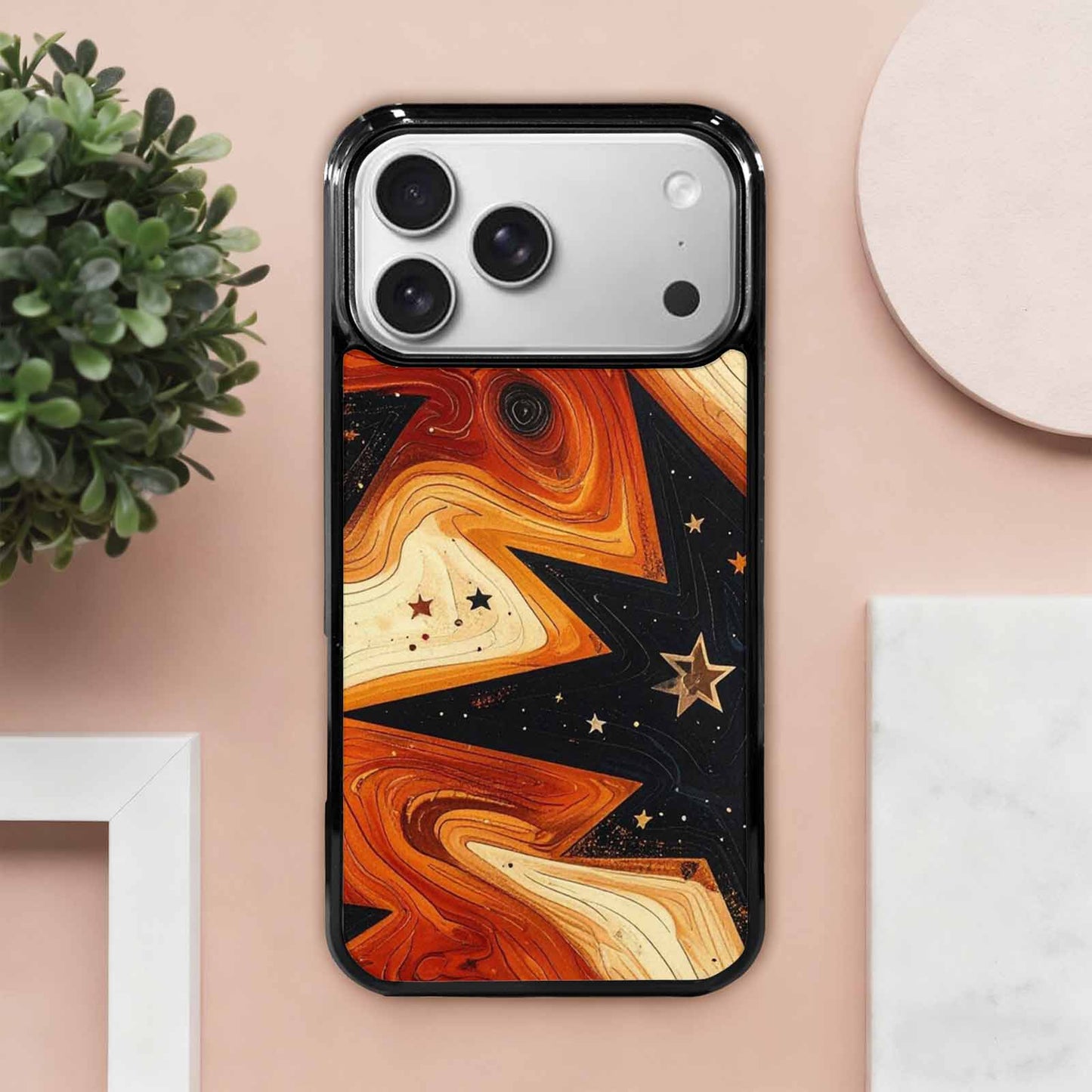 iPhone 17 Pro Max Case — Foil Wood Grain Galaxy Space, Customized Protective Case
