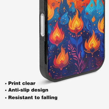 iPhone 16 Plus Case — Flame Burst Full Color Vibrant Flame, Custom Printed Phone Case