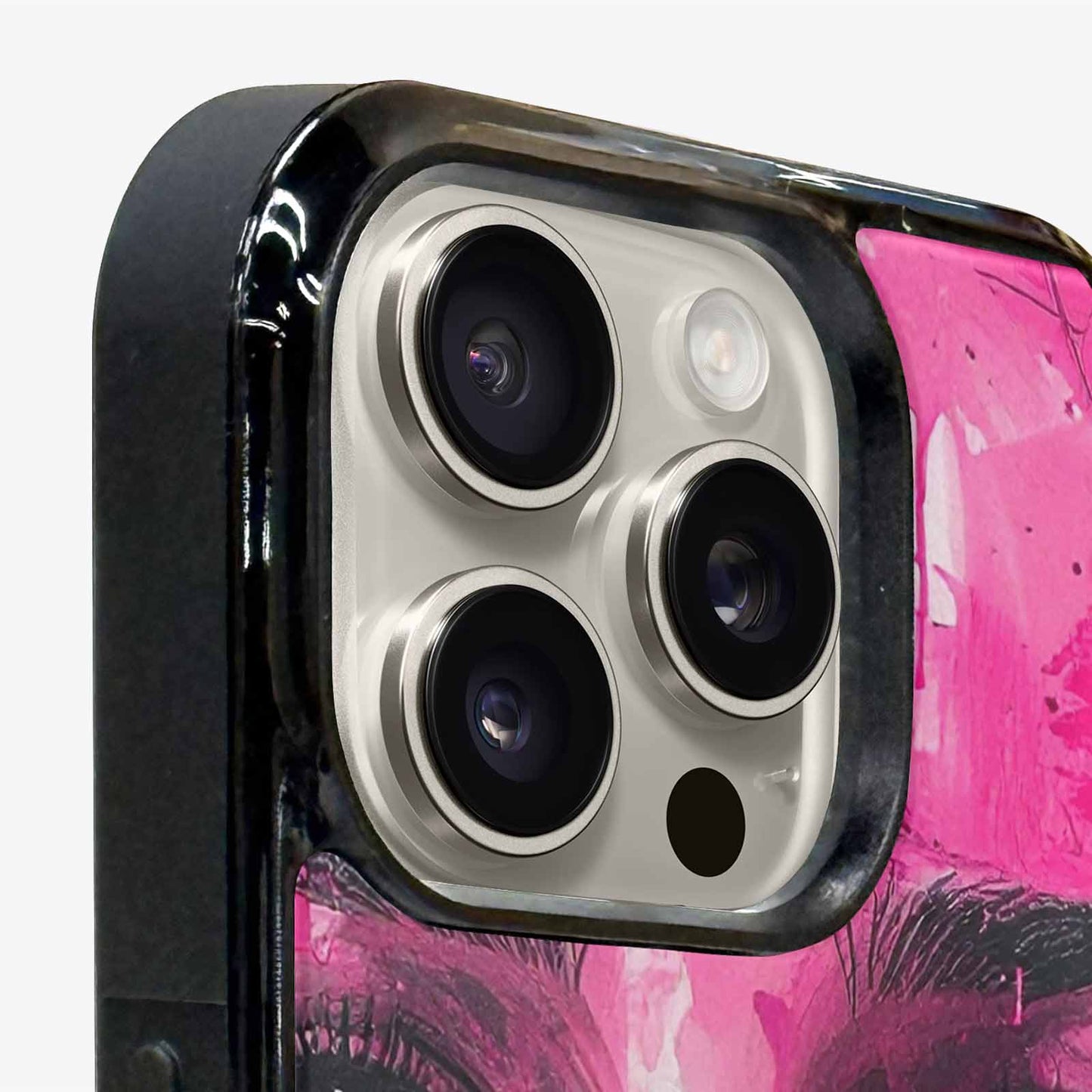 iPhone 16 Pro Case — Melting Moon Smiley Black Pink Ink, Customized Protective Case