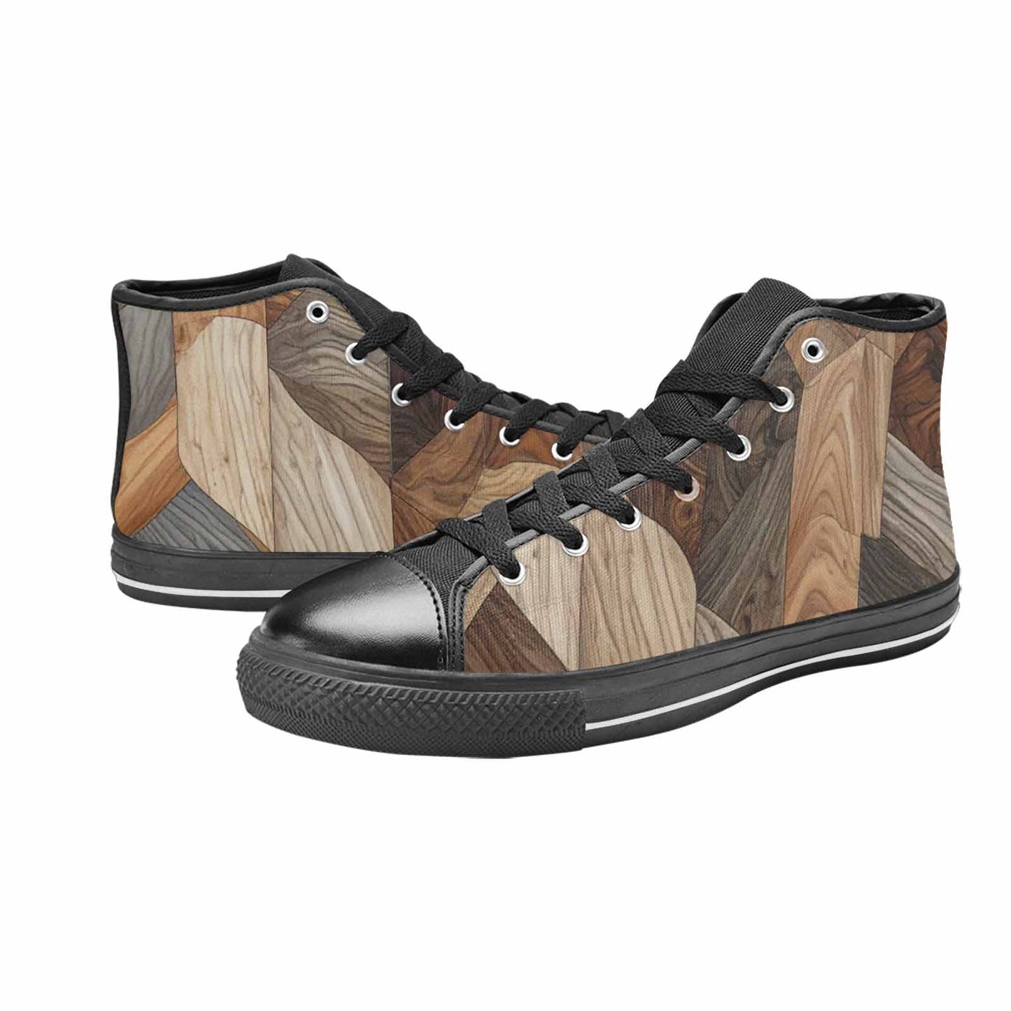 MEN'S Wood Grain Texture High Top Canvas Neon Fantasy Sneakers