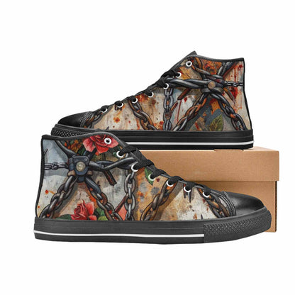 WOMEN'S Barbed Wire Chain High Top Canvas Aesthetic Sneakers