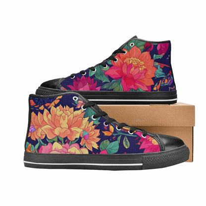 WOMEN'S Floral Snake Print High Top Canvas Dreamcore Custom Sneakers