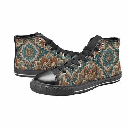 MEN'S Mandala High Top Canvas Vivid Custom Sneakers