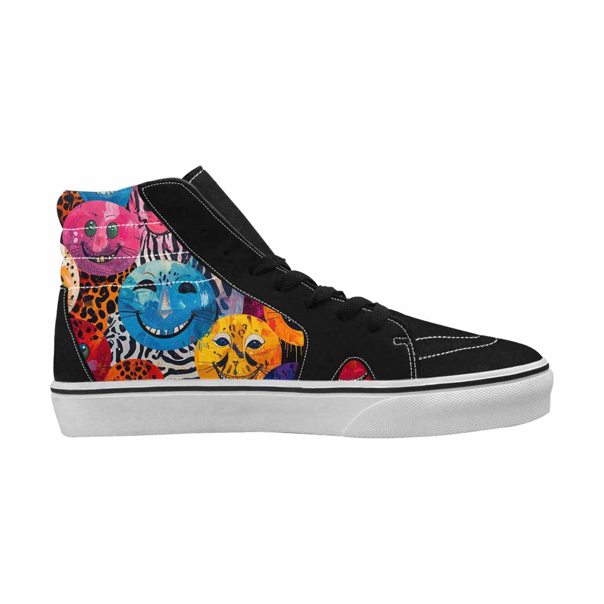 MEN'S Smiley Faces High Top Canvas Wallpaper Art Custom Sneakers