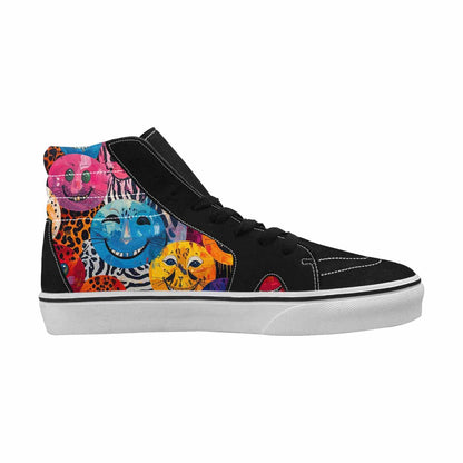 MEN'S Smiley Faces High Top Canvas Wallpaper Art Custom Sneakers