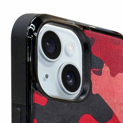 iPhone 15 Plus Case — Tactical Camo Red Black Custom, Custom Art Phone Cover