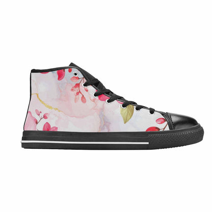 WOMEN'S Marble Floral High Top Canvas Vibrant Chaos Custom Sneakers