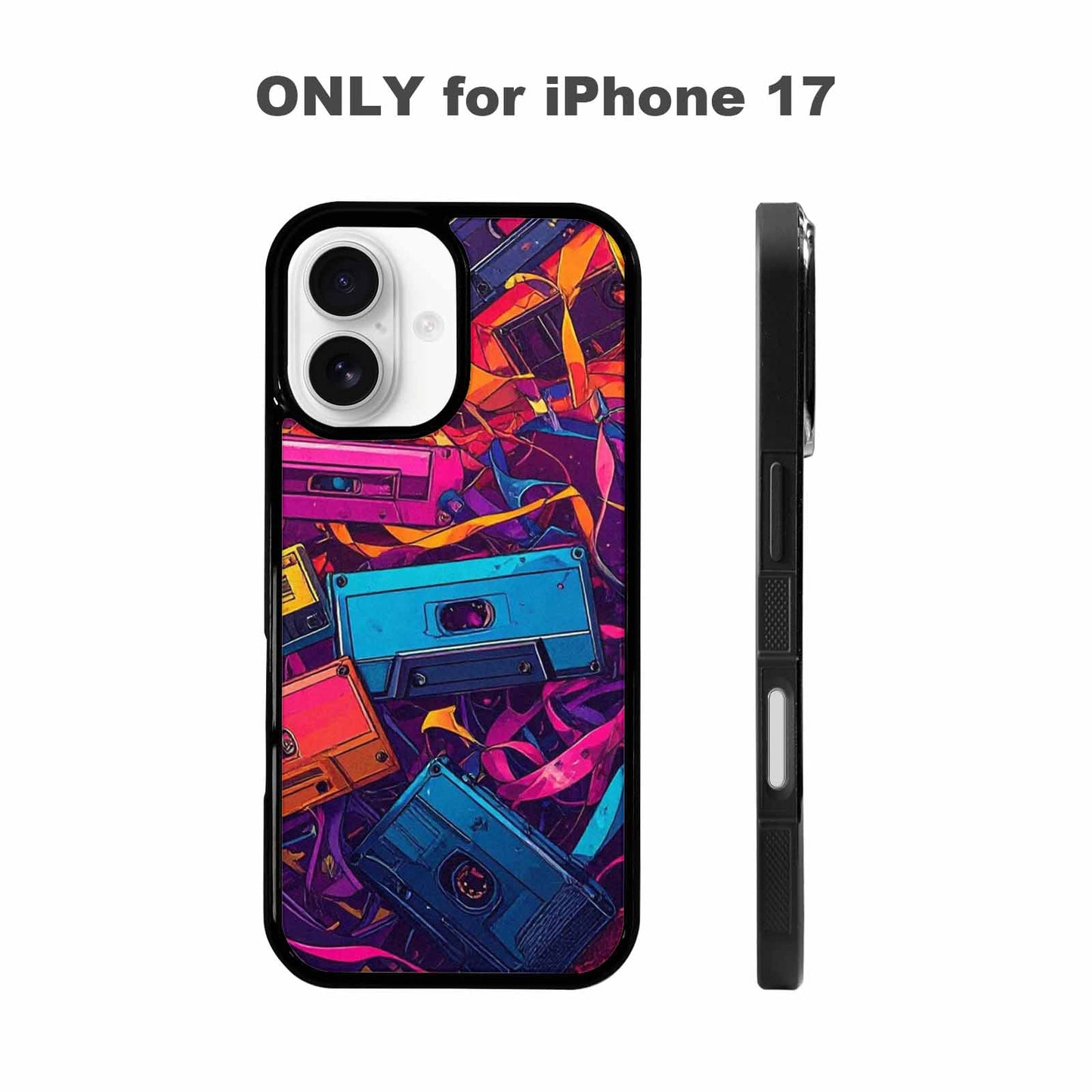 iPhone 17 Case — Retro Cassette Tape Pattern Retro Vintage, Unique Phone Case Design