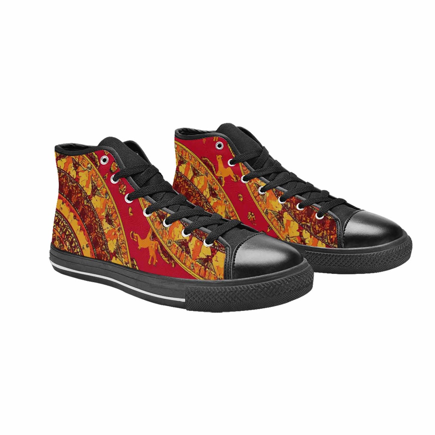 MEN'S Mandala Lions High Top Canvas Grunge Sneakers