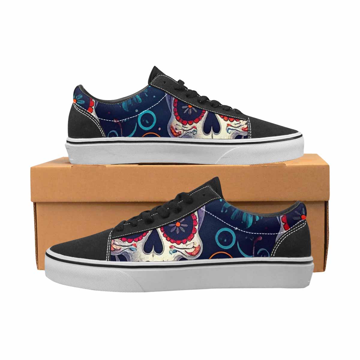MEN'S Day Of Dead Sugar Skull Canvas Lace-Up Surreal Custom Shoes