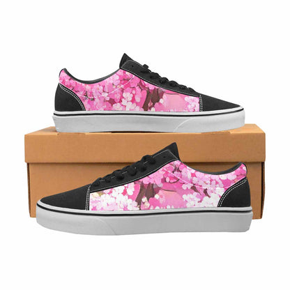WOMEN'S Cherry Blossom Branch Cherry Lace-Up Canvas Wallpaper Art Sneakers