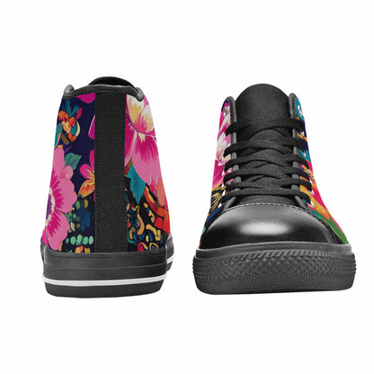 WOMEN'S Floral Snake Print High Top Canvas Surreal Shoes