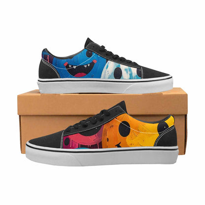 WOMEN'S Smiley Faces  Animal Lace-Up Canvas Kaleidoscope Sneakers