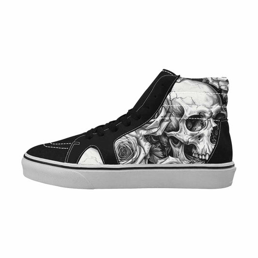 WOMEN'S Skulls Roses Pen Ink High Top Canvas Wallpaper Art Custom Shoes