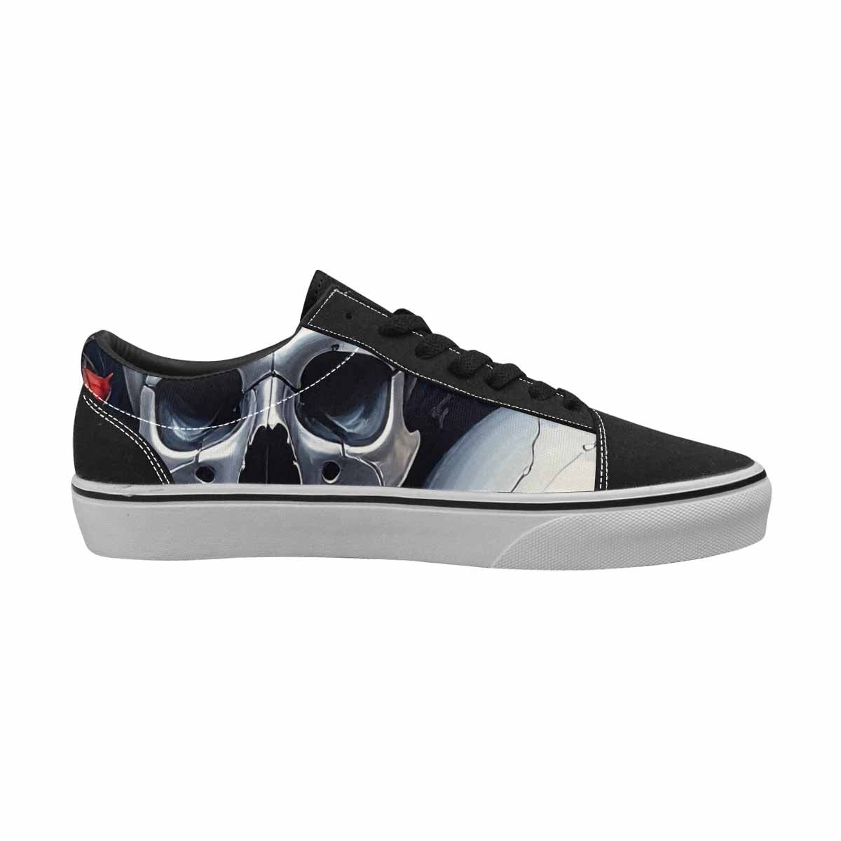 WOMEN'S Skulls Roses Chrome Airbrush Canvas Lace-Up Wallpaper Art Shoes