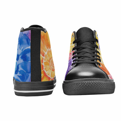MEN'S Tie Dye Swirl High Top Canvas Vibrant Chaos Shoes