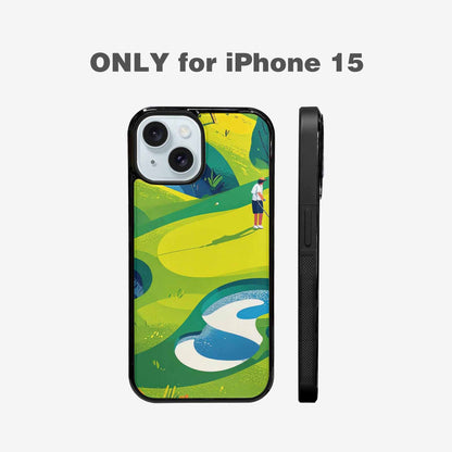 iPhone 15 Case — Golf Cartoon Art Pattern, Personalized Phone Case