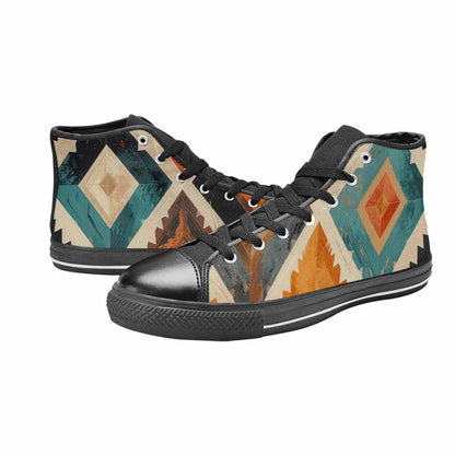 MEN'S Southwestern Geometric Diamond High Top Canvas Grunge Shoes
