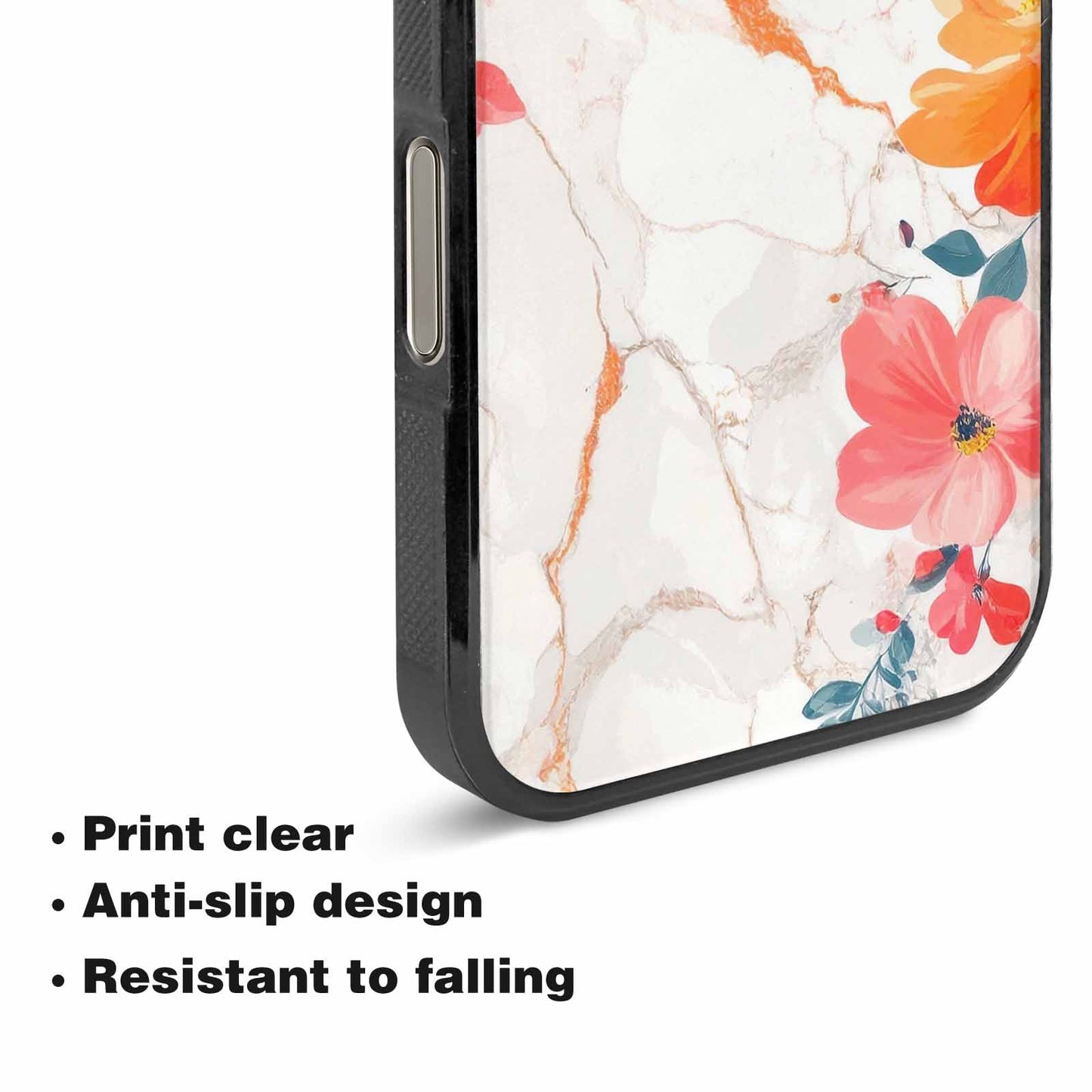 iPhone 16 Pro Max Case — Marble Floral, Custom Made Phone Cover