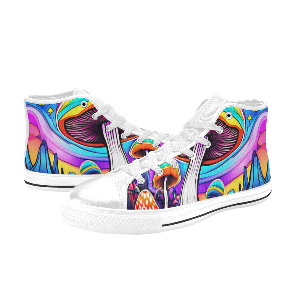 MEN'S Colorful Mushrooms Art Vibe High Top Canvas Dark Academia Sneakers