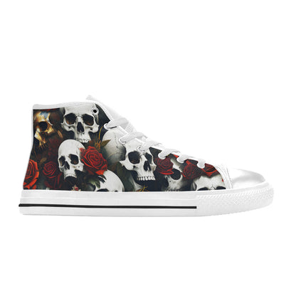 WOMEN'S Rose Skulls Dark 6 High Top Canvas Neon Fantasy Shoes