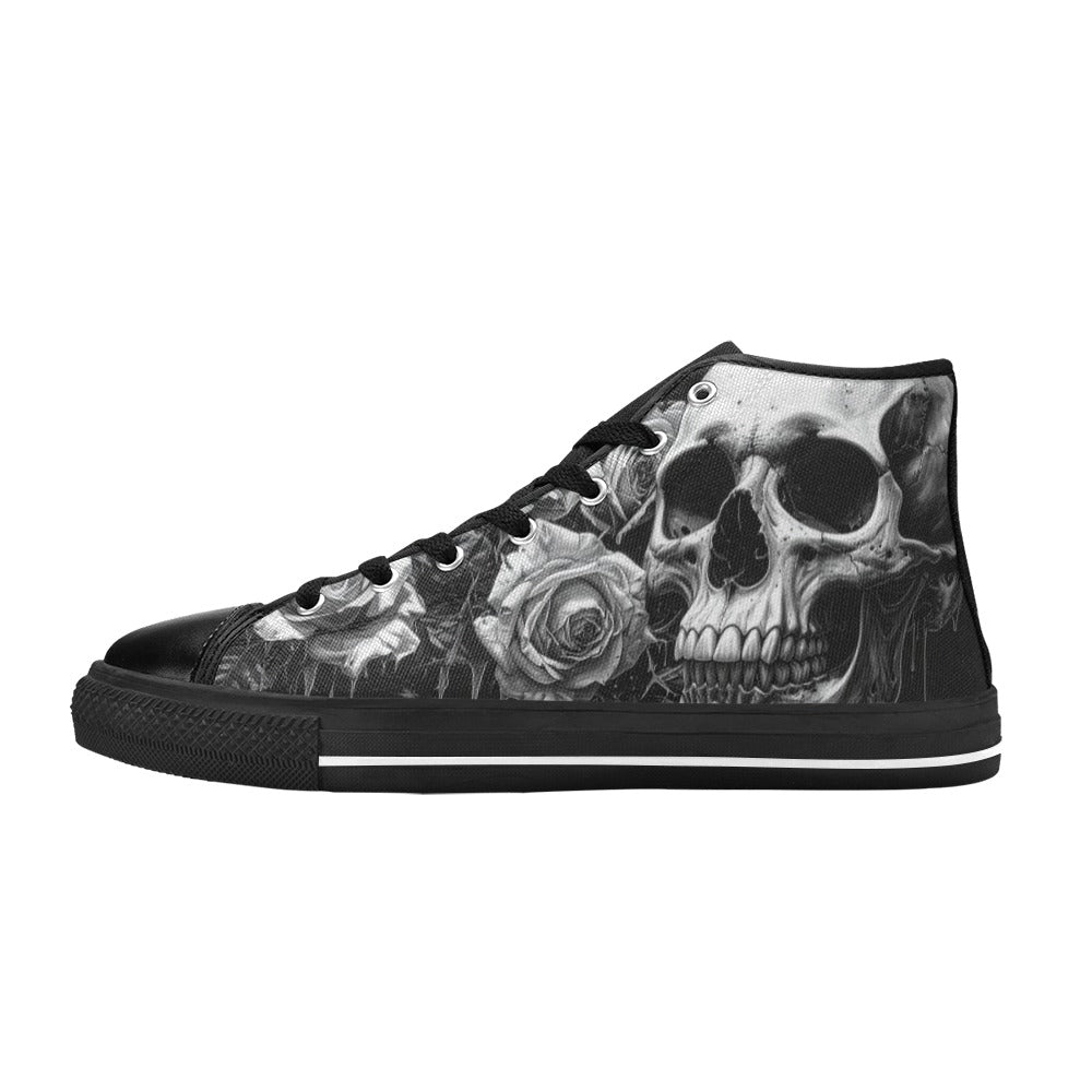 Skull Goth Dark Art Women's High Top Canvas Shoes | Freaky Shoes®