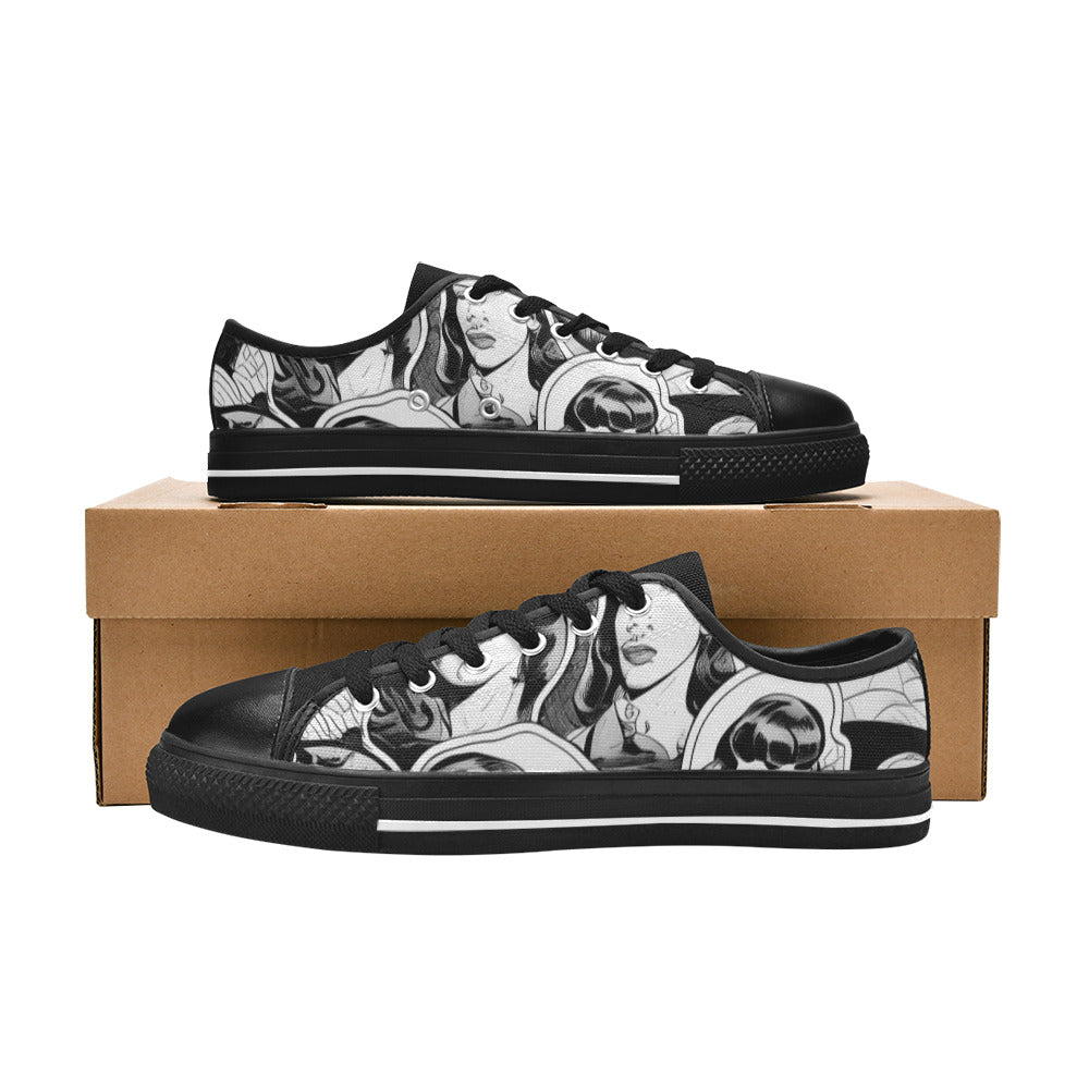WOMEN'S Cc Retro Faces 2 Canvas Neon Fantasy Custom Shoes