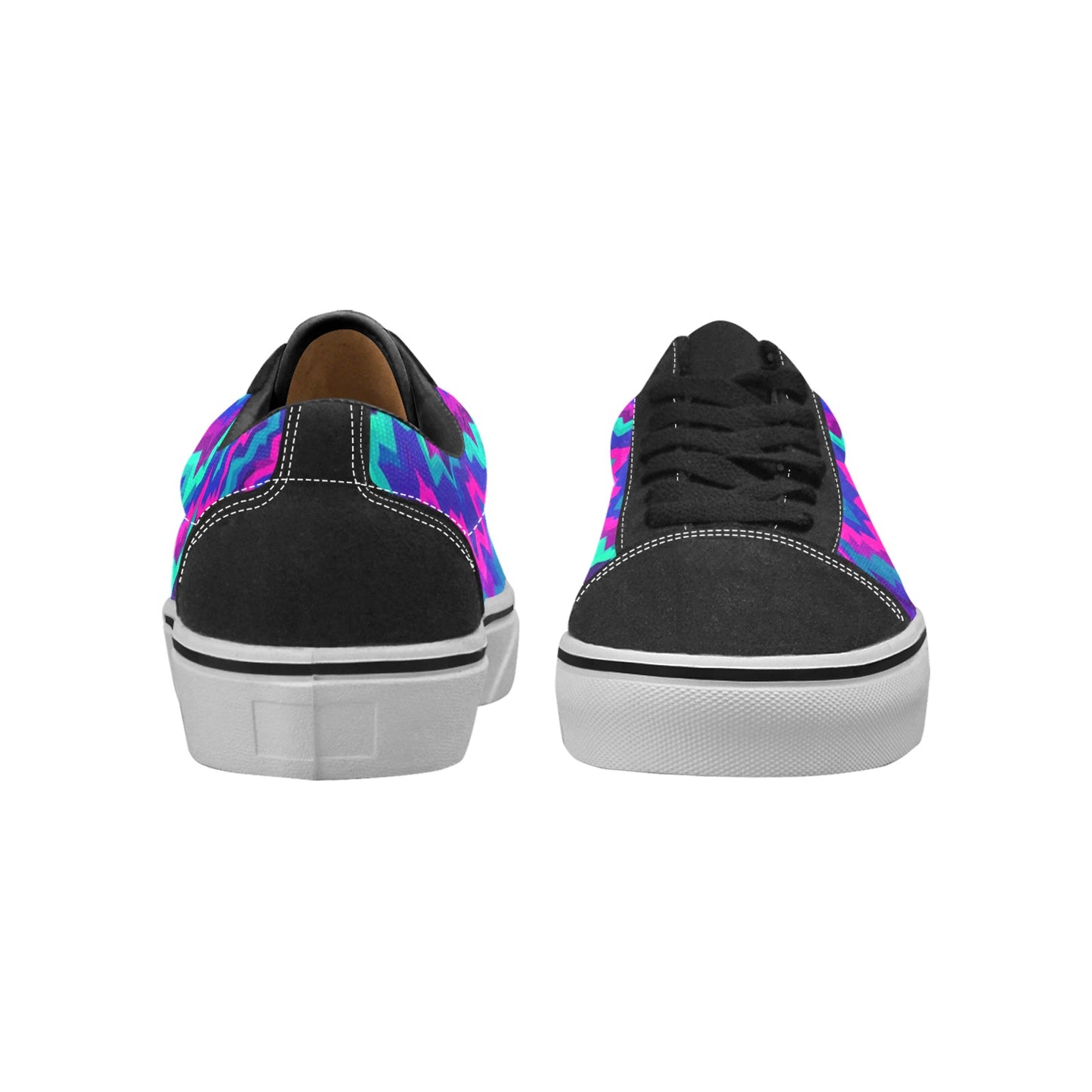 WOMEN'S Psychedelic Chevron Vortex Low Top Skateboarding Neon Fantasy Custom Sneakers