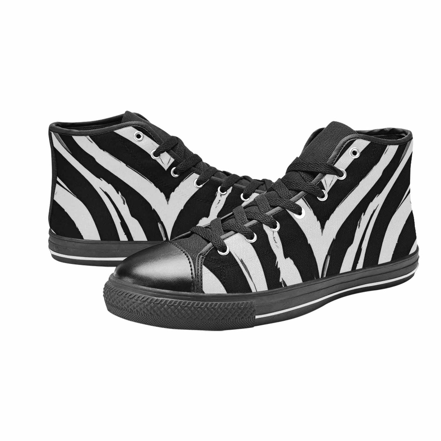 WOMEN'S Classic Zebra Print High Top Canvas Vivid Custom Sneakers
