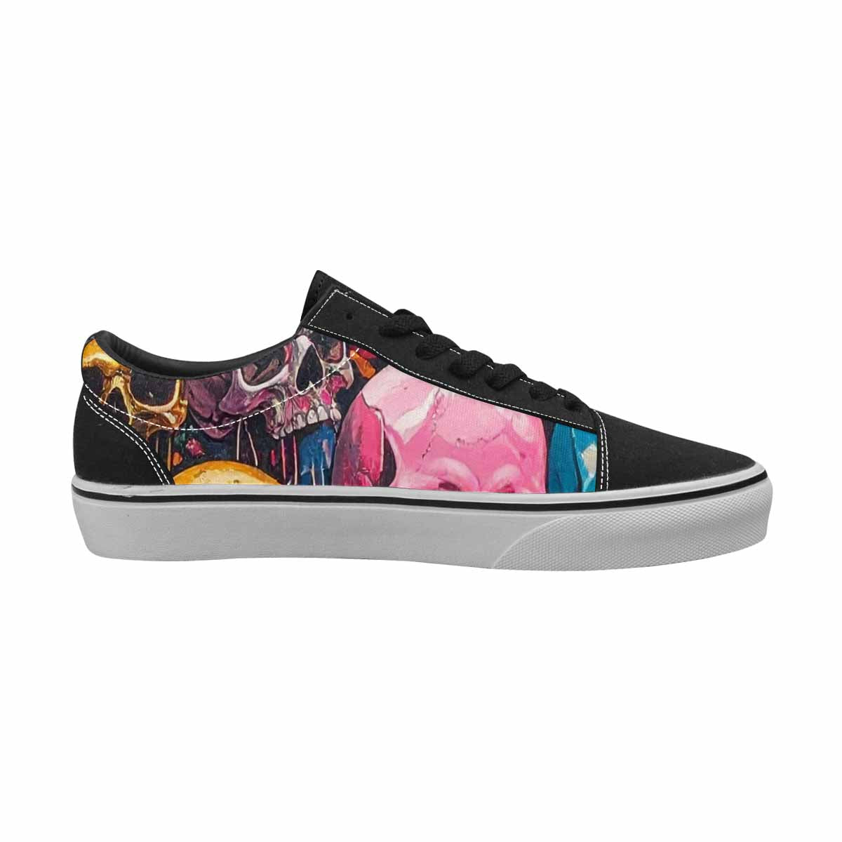 WOMEN'S Skulls  Marble Skulls Lace-Up Canvas Dreamcore Custom Shoes