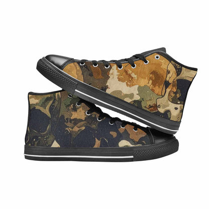 MEN'S Military Camo Skull High Top Canvas Grunge Custom Shoes