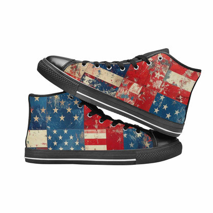 MEN'S American Flag Stars High Top Canvas Dark Academia Custom Shoes