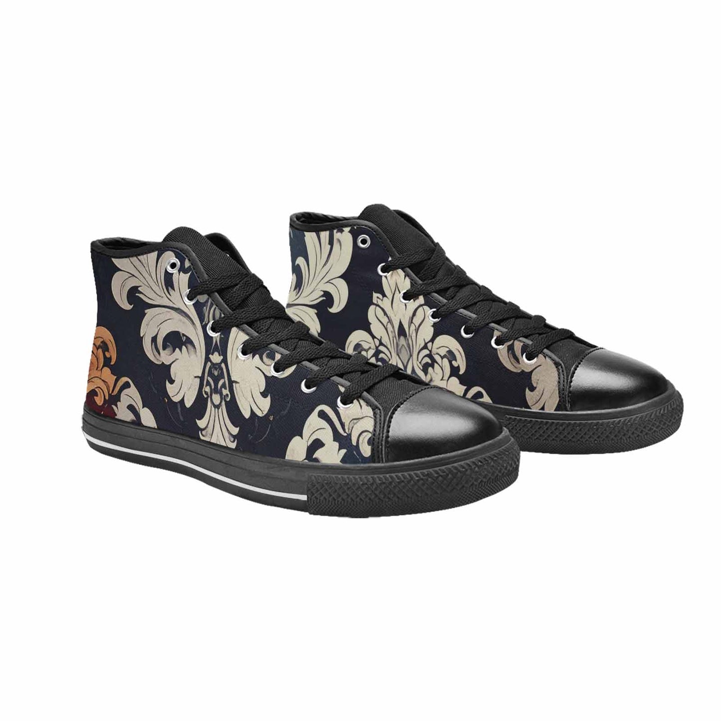 MEN'S Damask Ornamental Wallpaper High Top Canvas Grunge Custom Sneakers