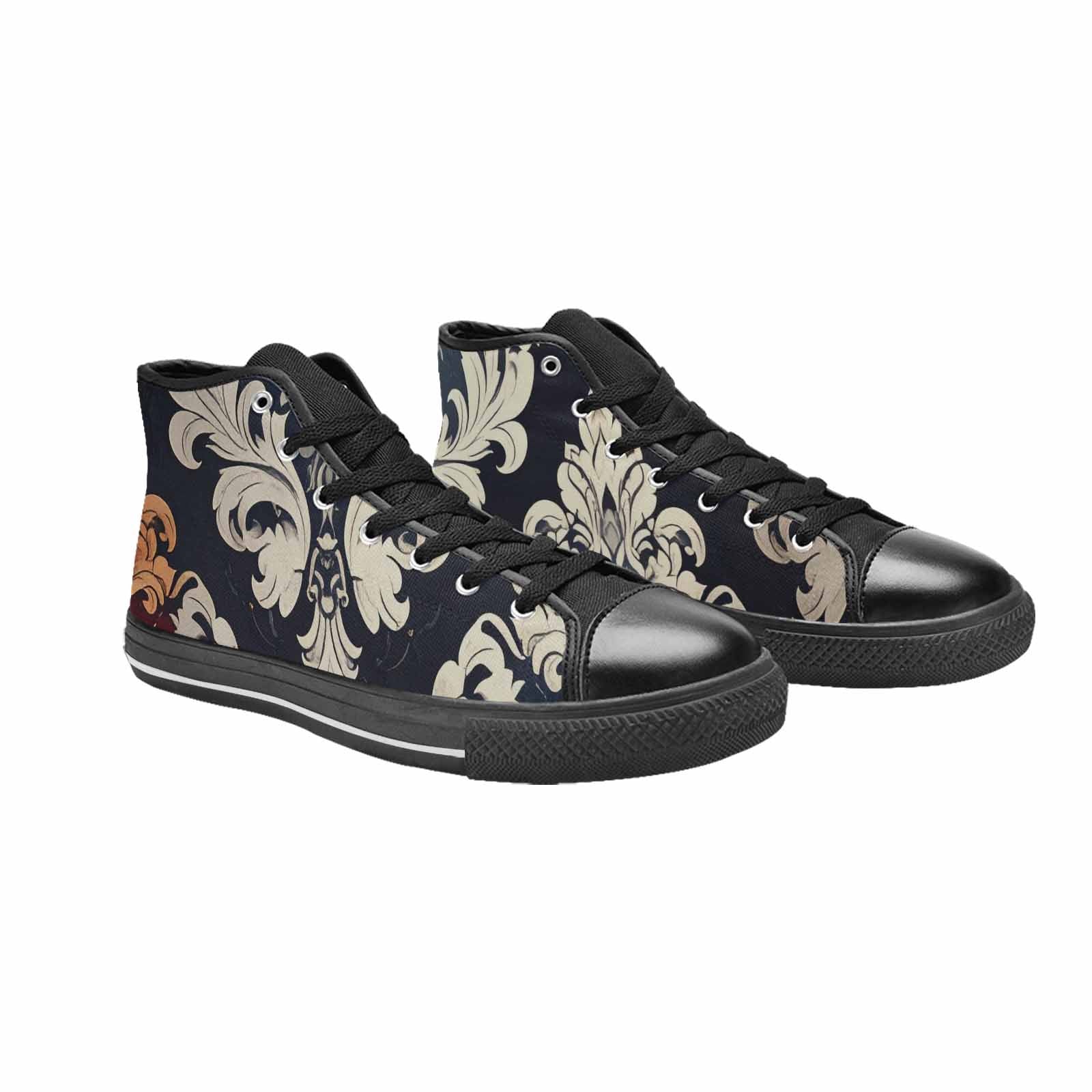MEN'S Damask Ornamental Wallpaper High Top Canvas Grunge Custom Sneakers