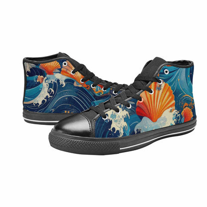 WOMEN'S Ocean Wave High Top Canvas Surreal Sneakers
