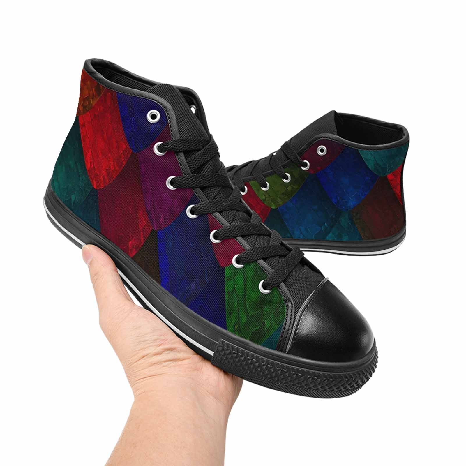 WOMEN'S Dark Snake Print High Top Canvas Vibrant Chaos Custom Shoes