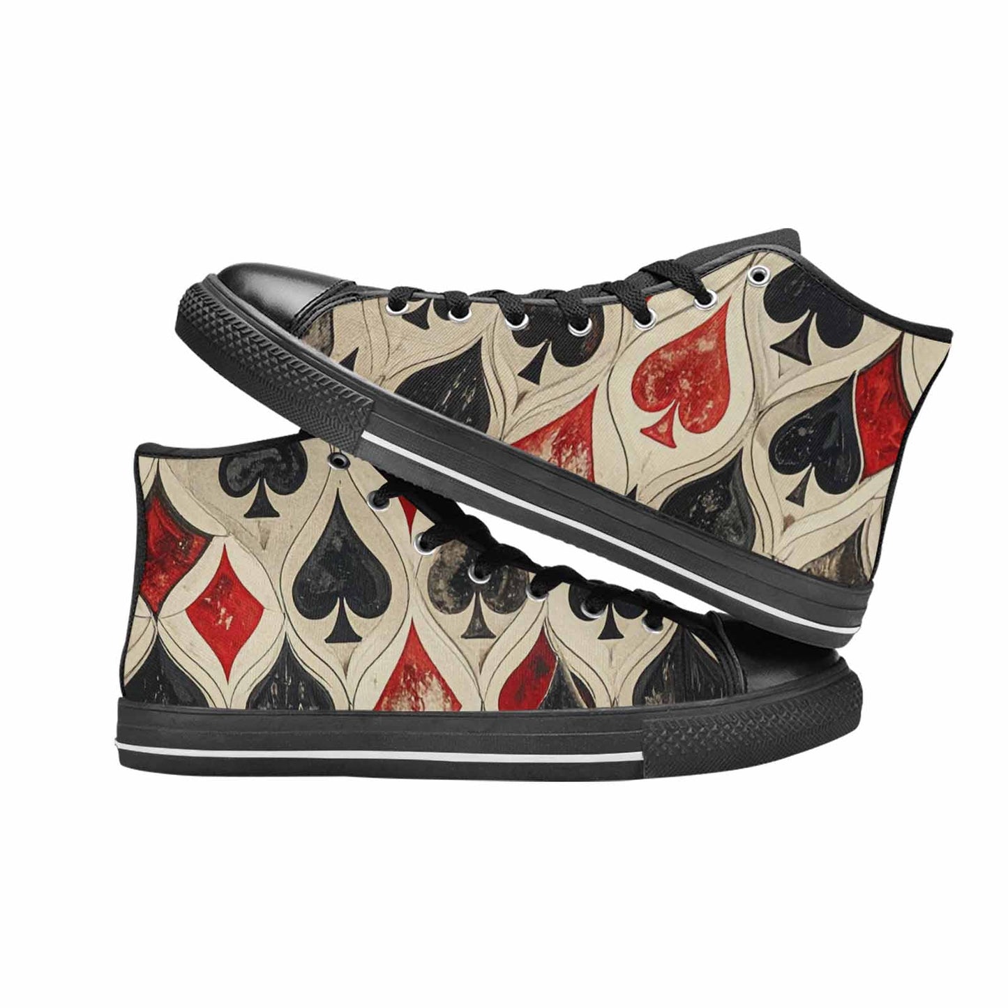 WOMEN'S Playing Card Suit High Top Canvas Vivid Sneakers