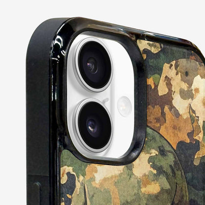 iPhone 16 Case — Military Camo Texture Combined With Distressed, Custom Print Case Cover