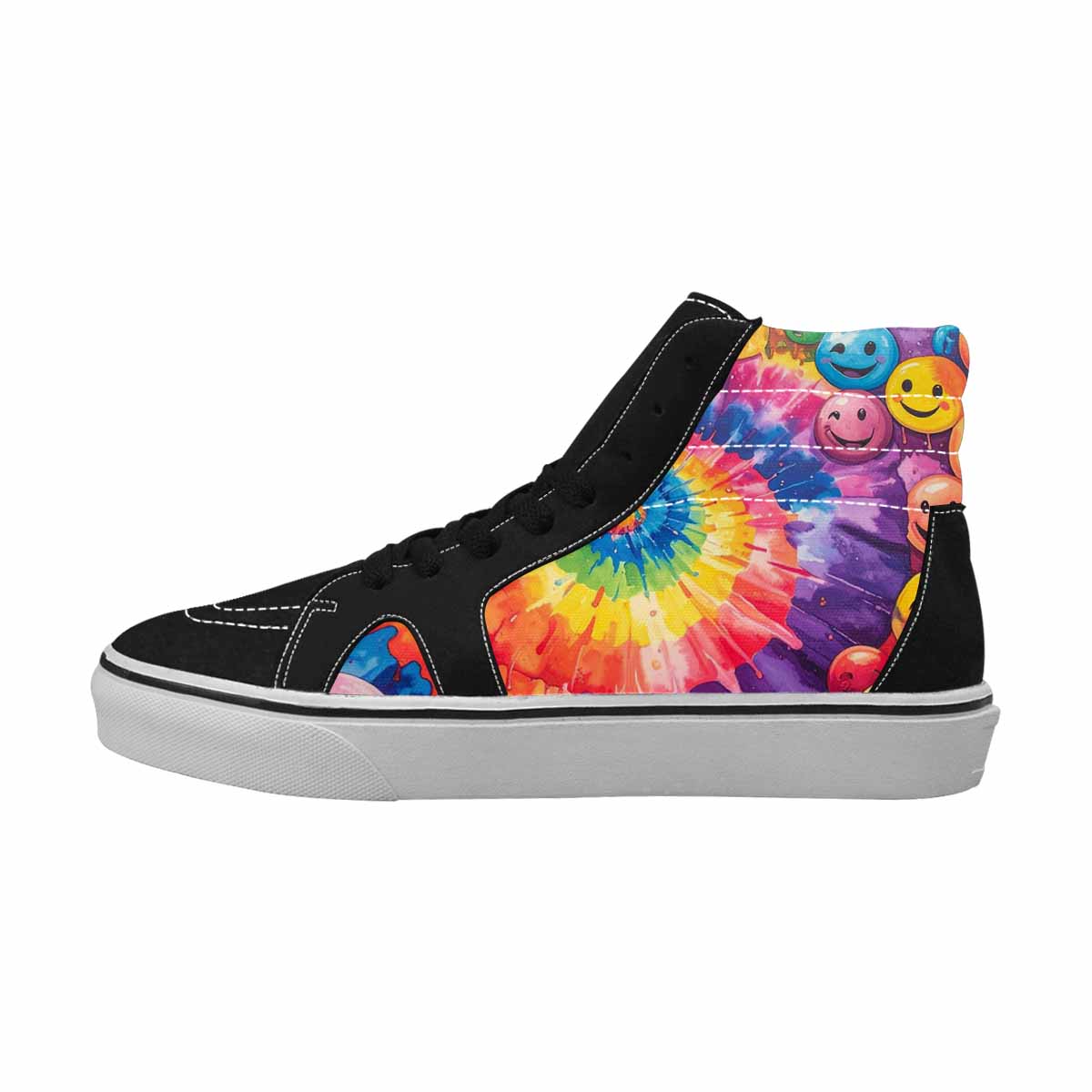 MEN'S Smiley Facessmiley Faces  High Top Canvas Melting Art Custom Sneakers