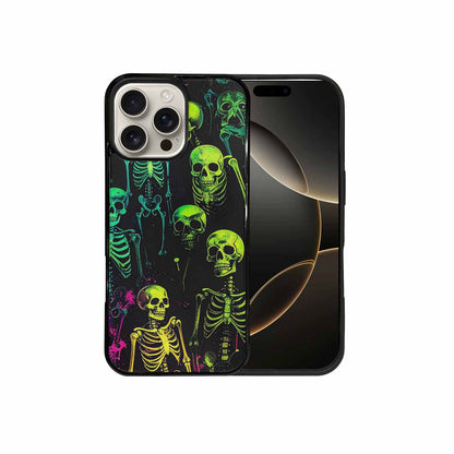 iPhone 16 Pro Max Case — Skeletons Neon Green Glowskele, Custom Phone Case