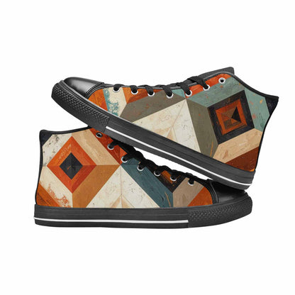 MEN'S Southwestern Geometric Diamond High Top Canvas Cottagecore Custom Sneakers