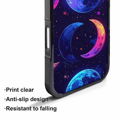 iPhone 17 Pro Case — Neon Winter Moon Seamless Cartoon Cute, Custom Print Case Cover