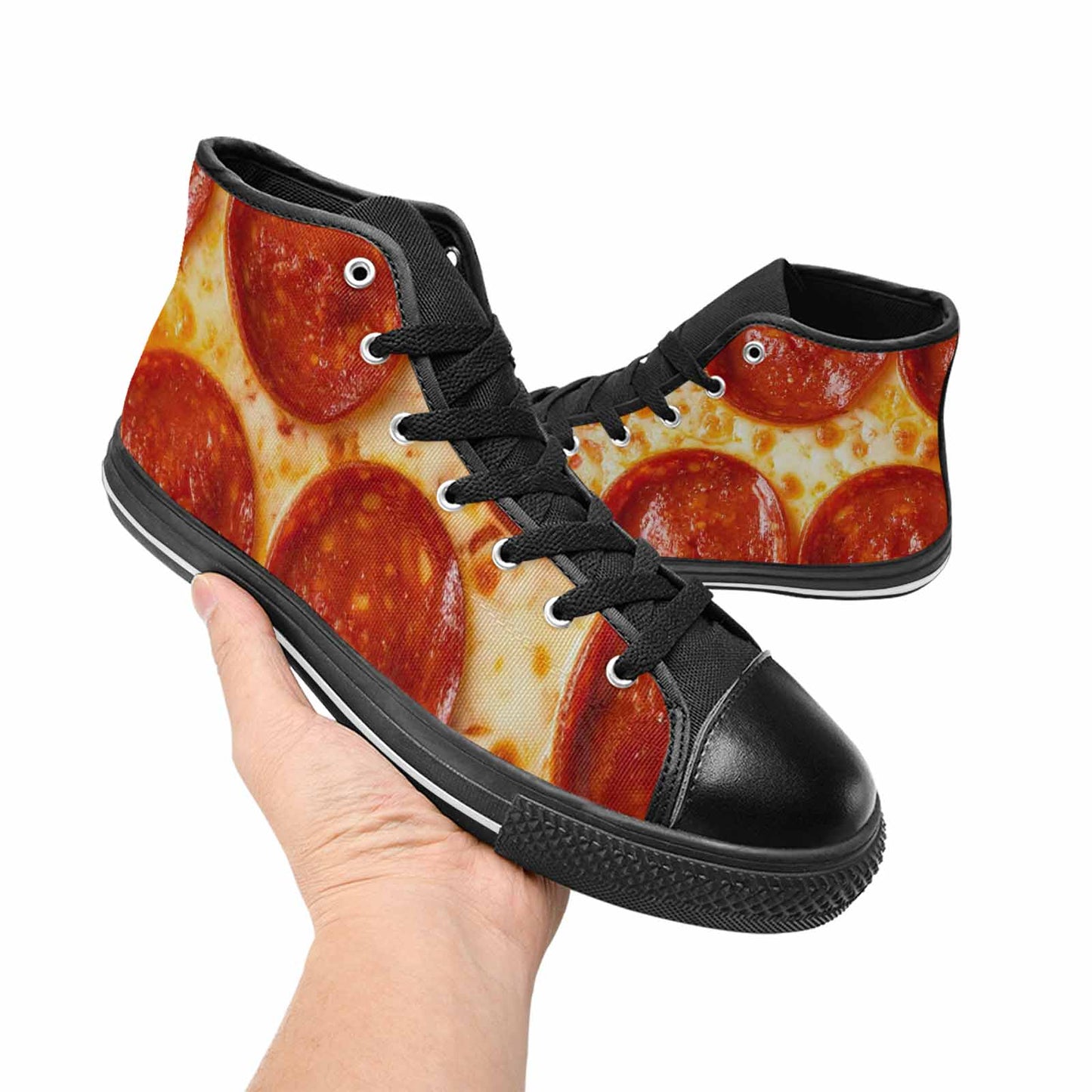 WOMEN'S Pepperoni Pizza Print High Top Canvas Dreamcore Custom Shoes