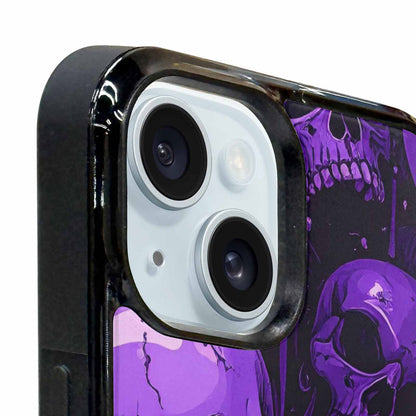 iPhone 15 Case — Monochrome Purple Skeletons Neon Drip Melting, Customized Protective Case