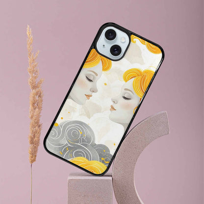 iPhone 15 Plus Case — Gemini Twins Zodiac Pattern Seamless Repeat, Original Design Phone Case