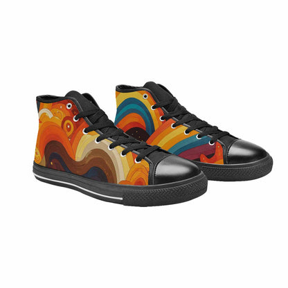 MEN'S Groovy 70S Peace High Top Canvas Neon Fantasy Custom Shoes