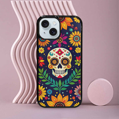 iPhone 15 Case — Sunflowers And Skulls, Customized Protective Case